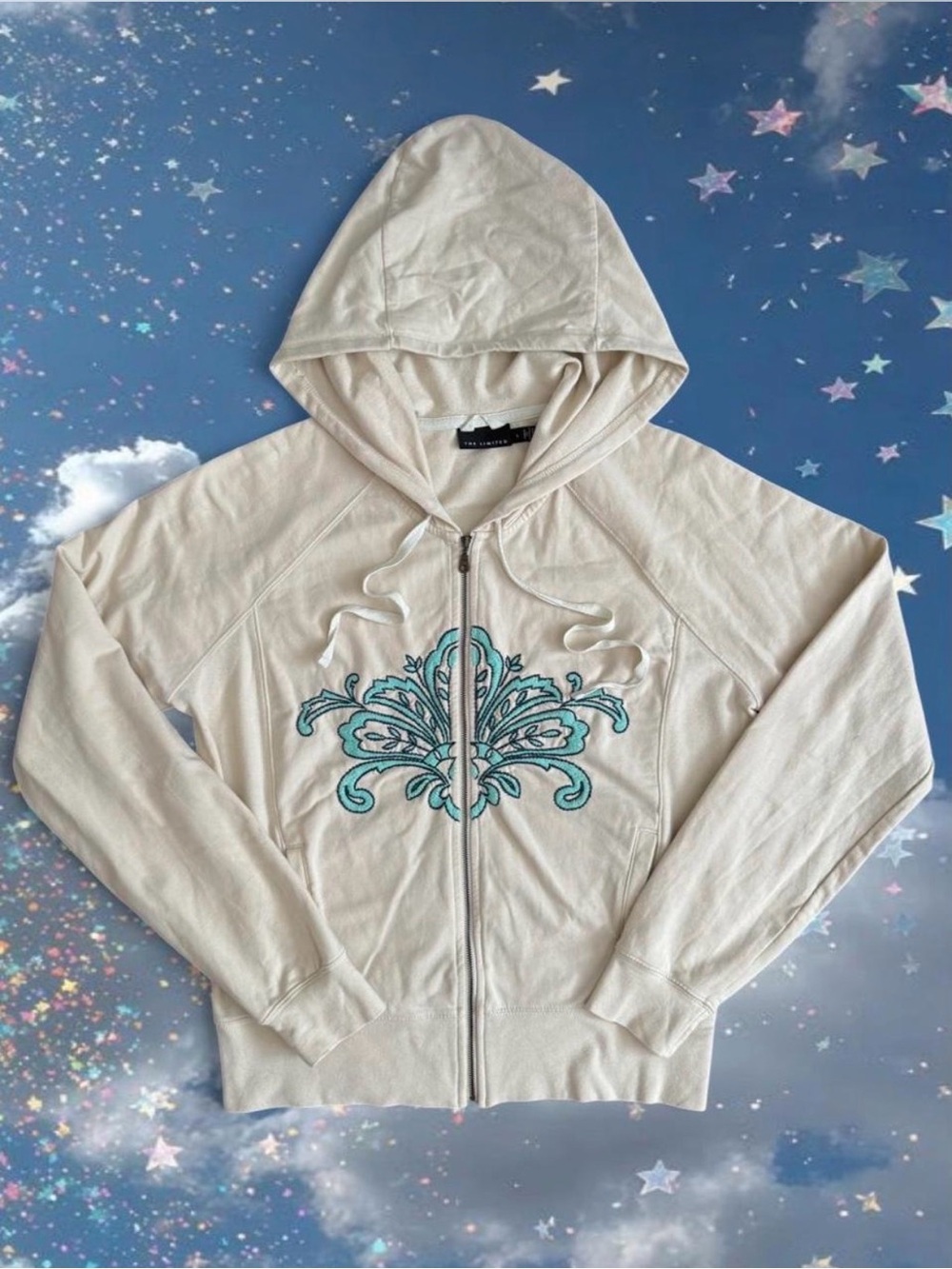 2006 The Limited Cream Zip Hoodie Embroidered Cotton Boho High Quality Premium